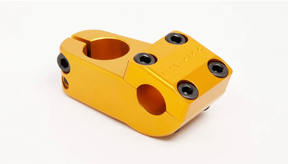 Fit Aitken BMX Stem black with gold bolts, gold with black bolts or brown.