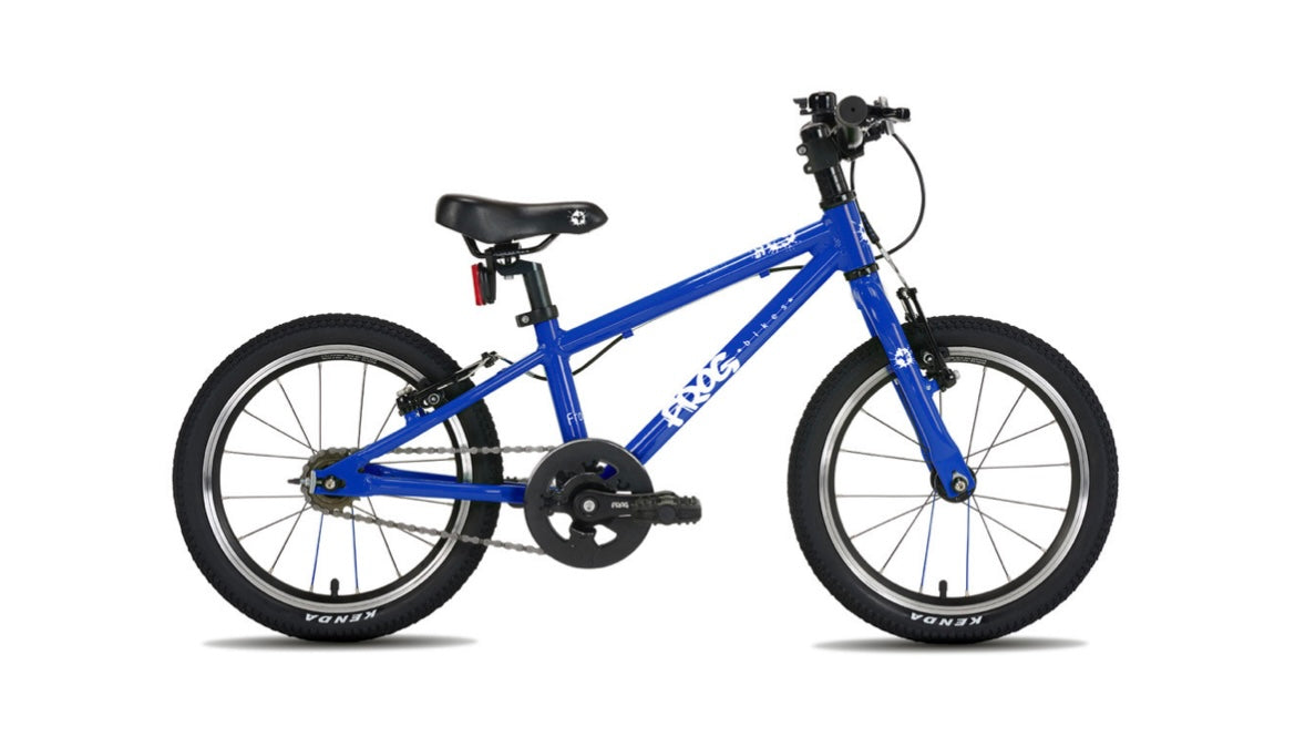 Brand New Frog Bike For Sale, Electric Blue Frog 44 First Pedal Bike, 16” wheels, V brakes, very lightweight, nationwide delivery is available.