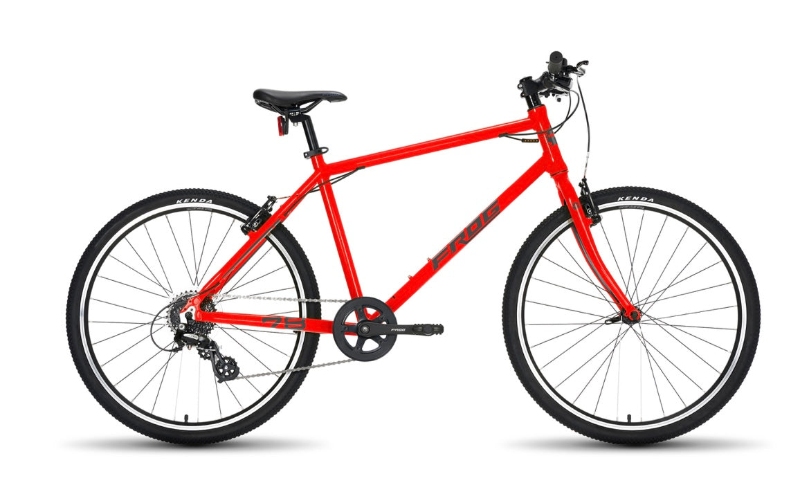 Brand New Frog Bikes Frog 78 For Sale, available in Black, Green and Red. 26” wheels, 8 speed, V brakes, very lightweight aluminium frame and forks, nationwide delivery is available.