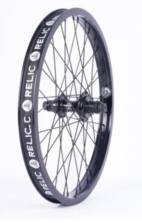 Relic Black BMX rear wheel, 9t, 36 spoke, 10mm axle with 14mm adapter included. Nationwide delivery is available.
