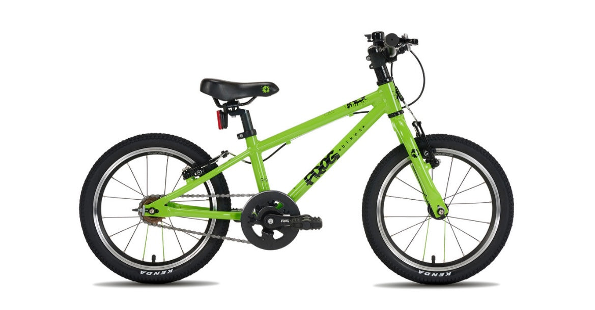 Brand New Frog 44 For Sale, Green Frog 44 First Pedal Bike, 16” wheels, V brakes, very lightweight, nationwide delivery is available.