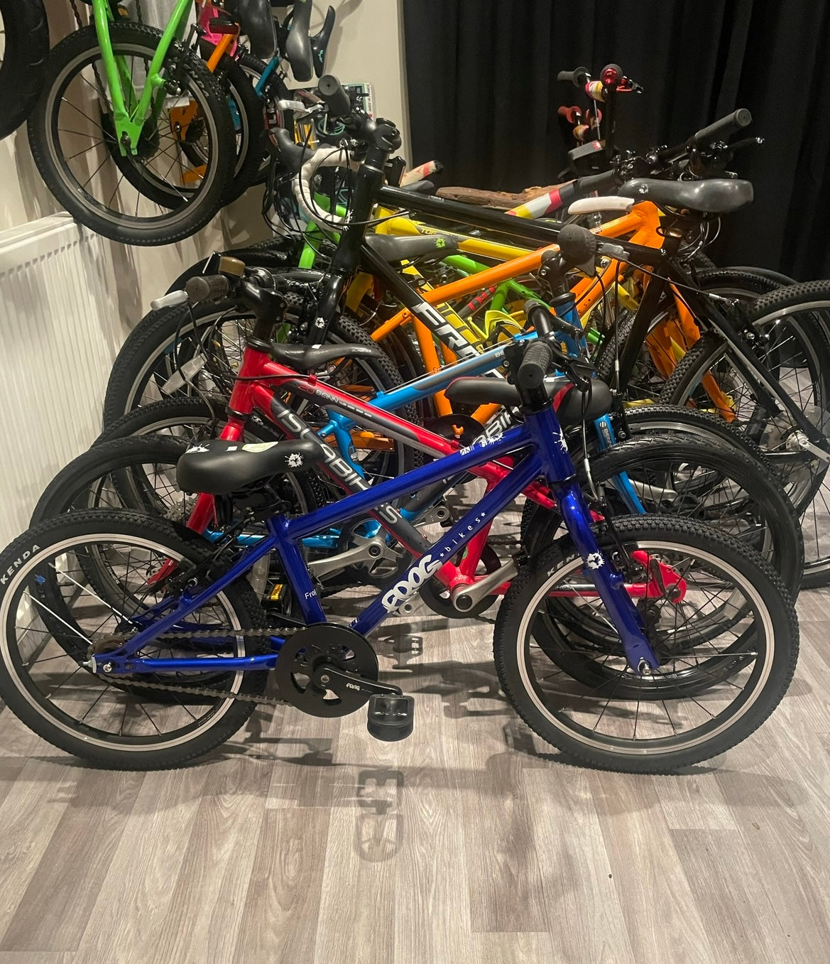 Brand New Frog Bike For Sale, Electric Blue Frog 47 First Pedal Bike, 18” wheels, V brakes, Very lightweight, nationwide delivery is available.