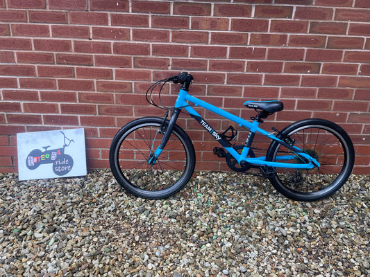 A Used Frog Bike For Sale, 52, Team Sky, light blue, 20” wheels, 8 speed, lightweight, delivery available.