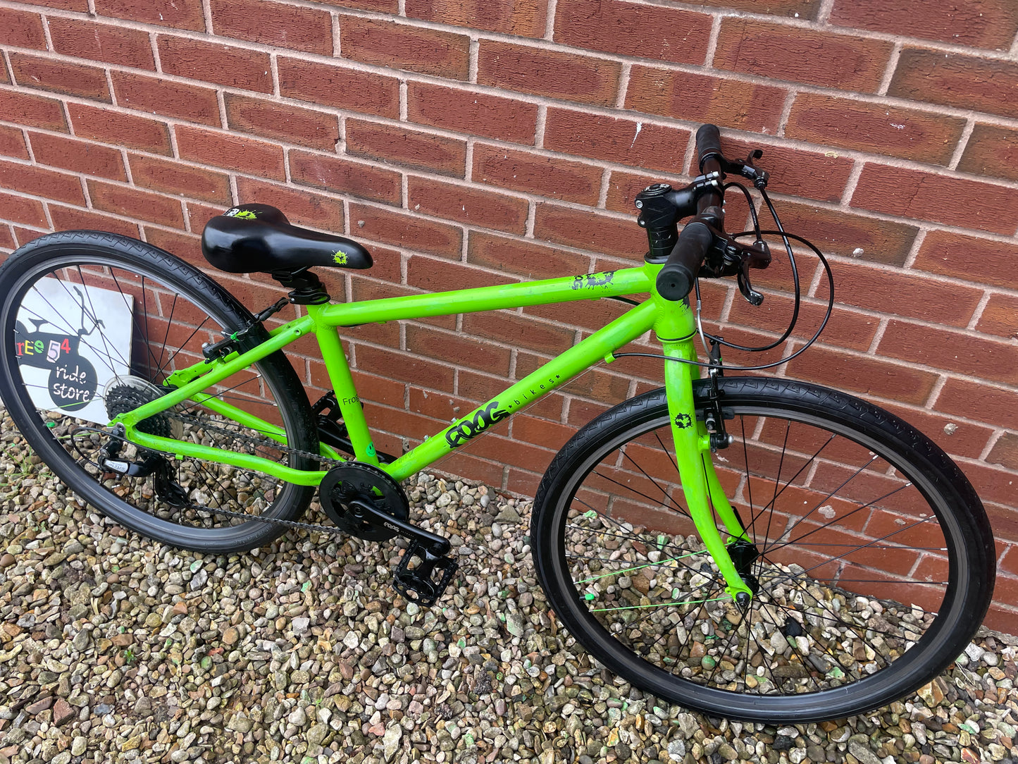 A Pre Loved Frog Bike For Sale, Green Frog 69, 26” wheels, 8 speed, V brakes, very lightweight, nationwide delivery is available.