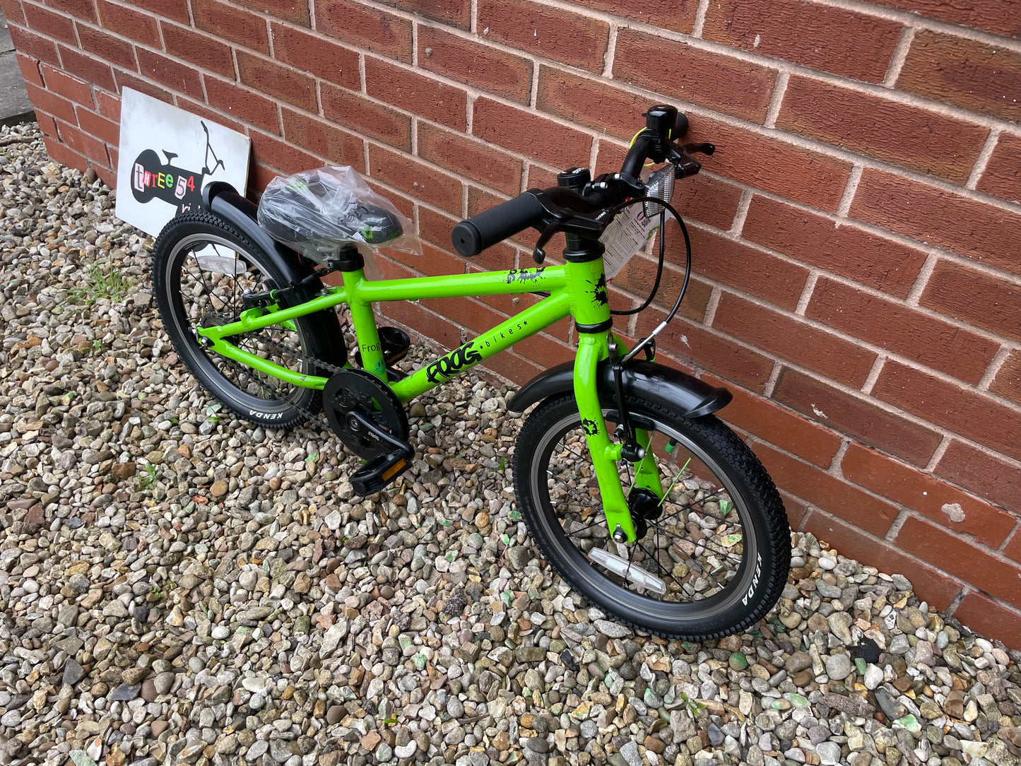 A Pre Loved Frog Bike For Sale, Green Frog 44 first pedal bike, 16” wheels, V brakes, very lightweight, 3 month Warranty, nationwide delivery.