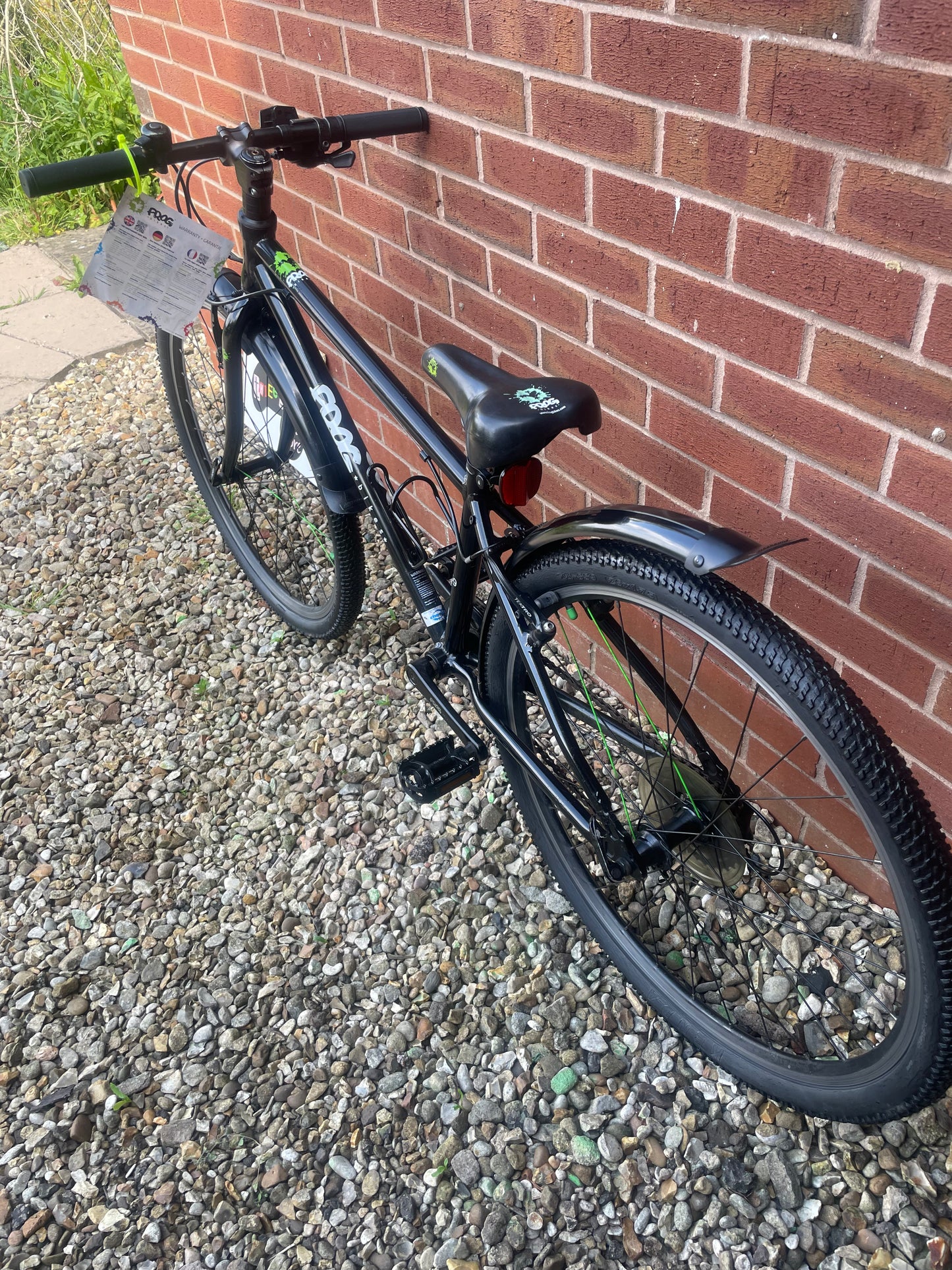 A Pre Loved Frog Bike For Sale, Black Frog 69 Hybrid Bike, 26” wheels, 8 Speed, V brakes, mudguards, bottle cage, very lightweight, 3 month warranty, nationwide delivery is available.
