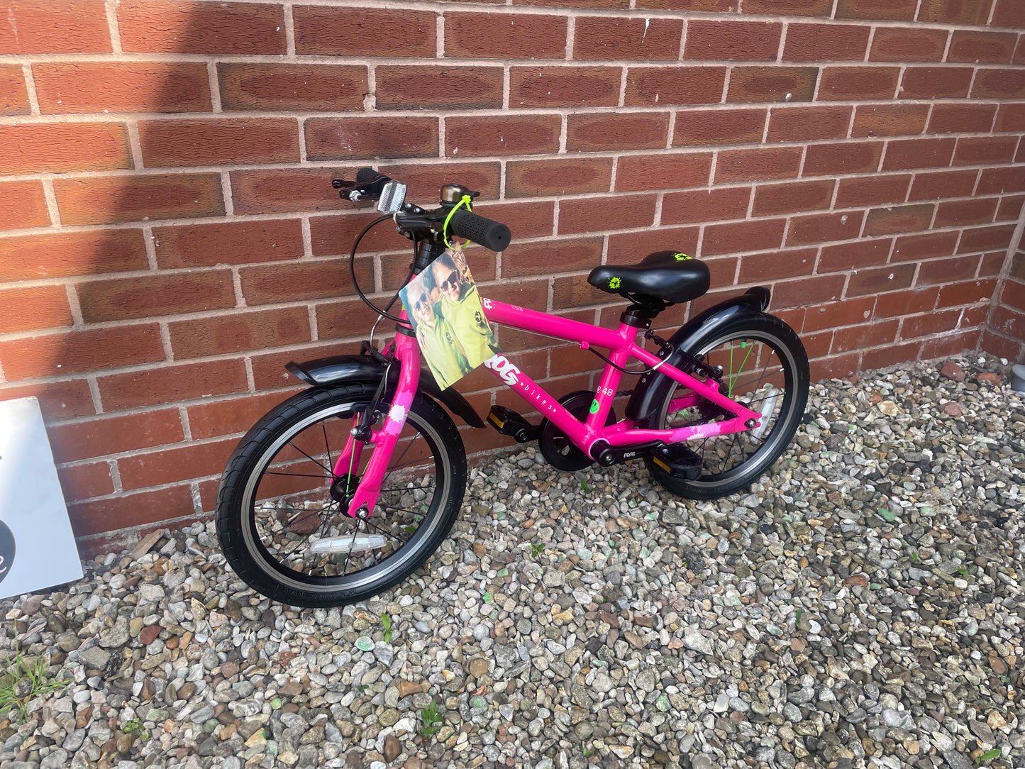 A Pre Loved Frog Bike For Sale, Pink Frog 48 First Pedal Bike, 16” wheels, V brakes, padded seat, very lightweight, 3 month warranty, nationwide delivery.