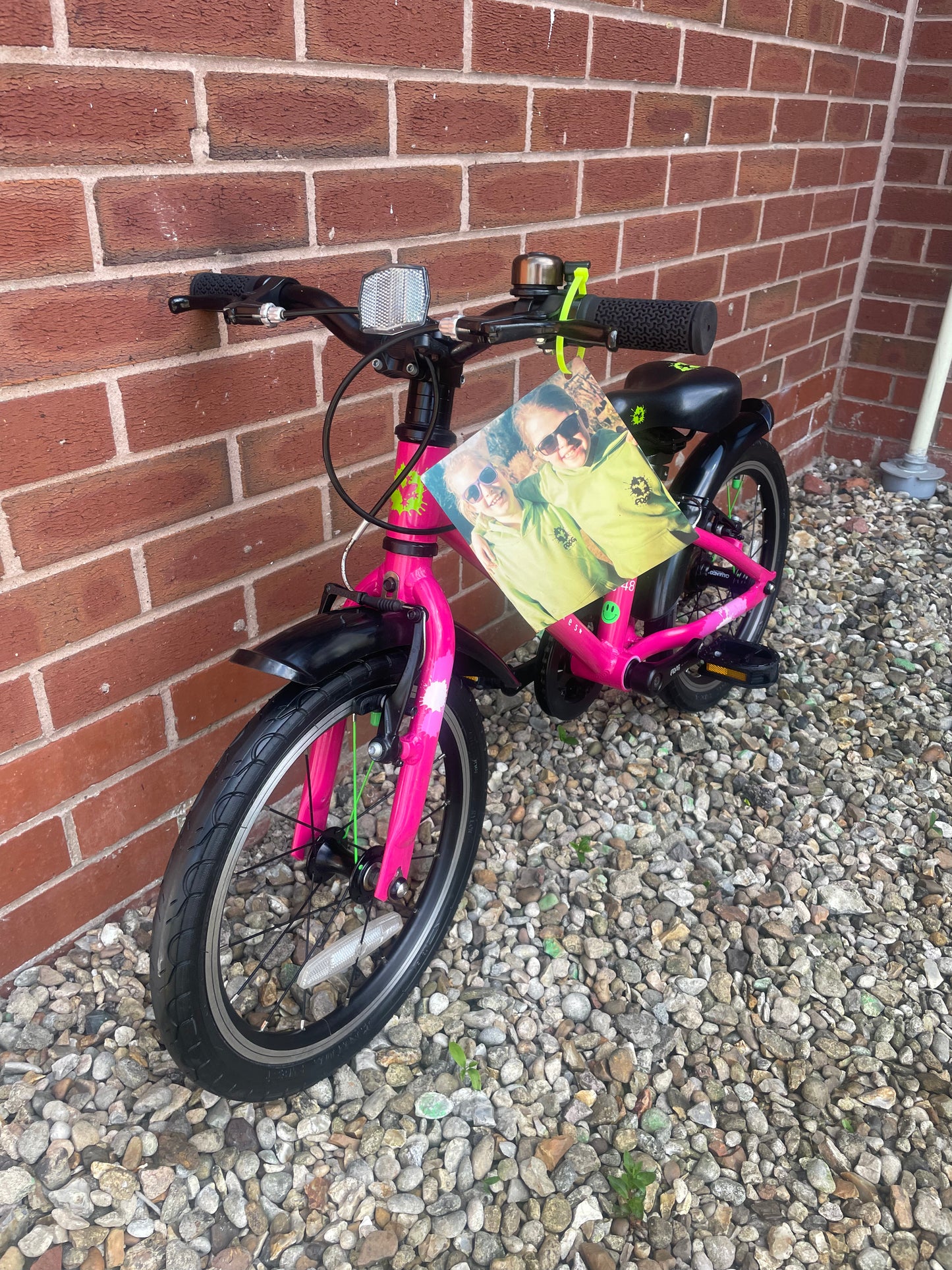 A Pre Loved Frog Bike For Sale, Pink Frog 48 First Pedal Bike, 16” wheels, V brakes, padded seat, very lightweight, 3 month warranty, nationwide delivery.