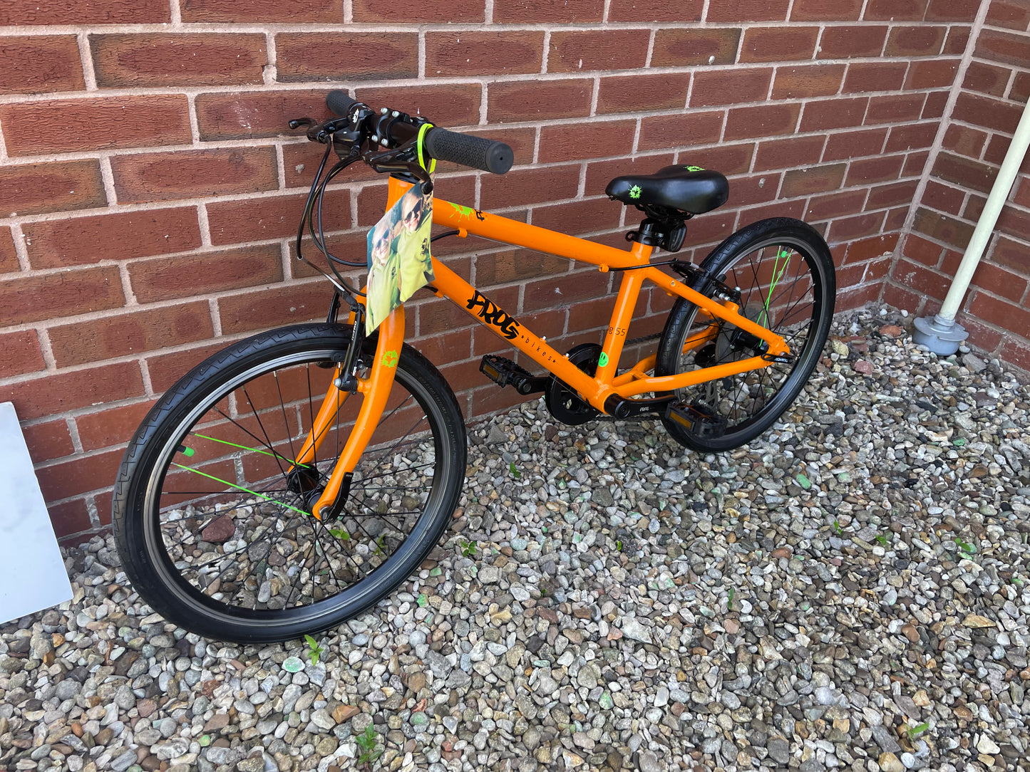 A Pre Loved Frog Bike For Sale, Orange Frog 55 20” wheel Hybrid Bike, V brakes, 8 speed, very lightweight, 3 month warranty, nationwide delivery is available.