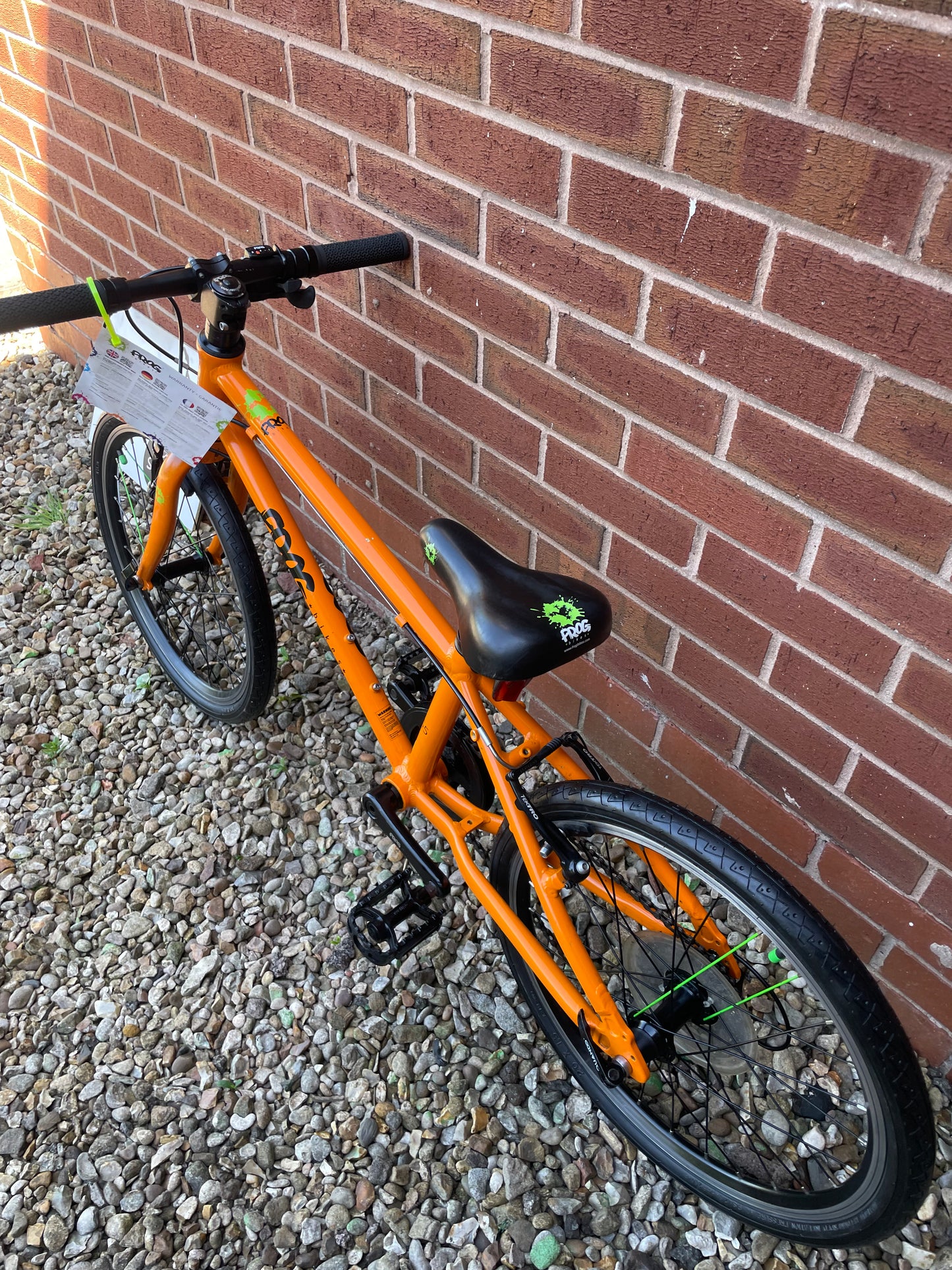 A Pre Loved Frog Bike For Sale, Orange Frog 55 20” wheel Hybrid Bike, V brakes, 8 speed, very lightweight, 3 month warranty, nationwide delivery is available.