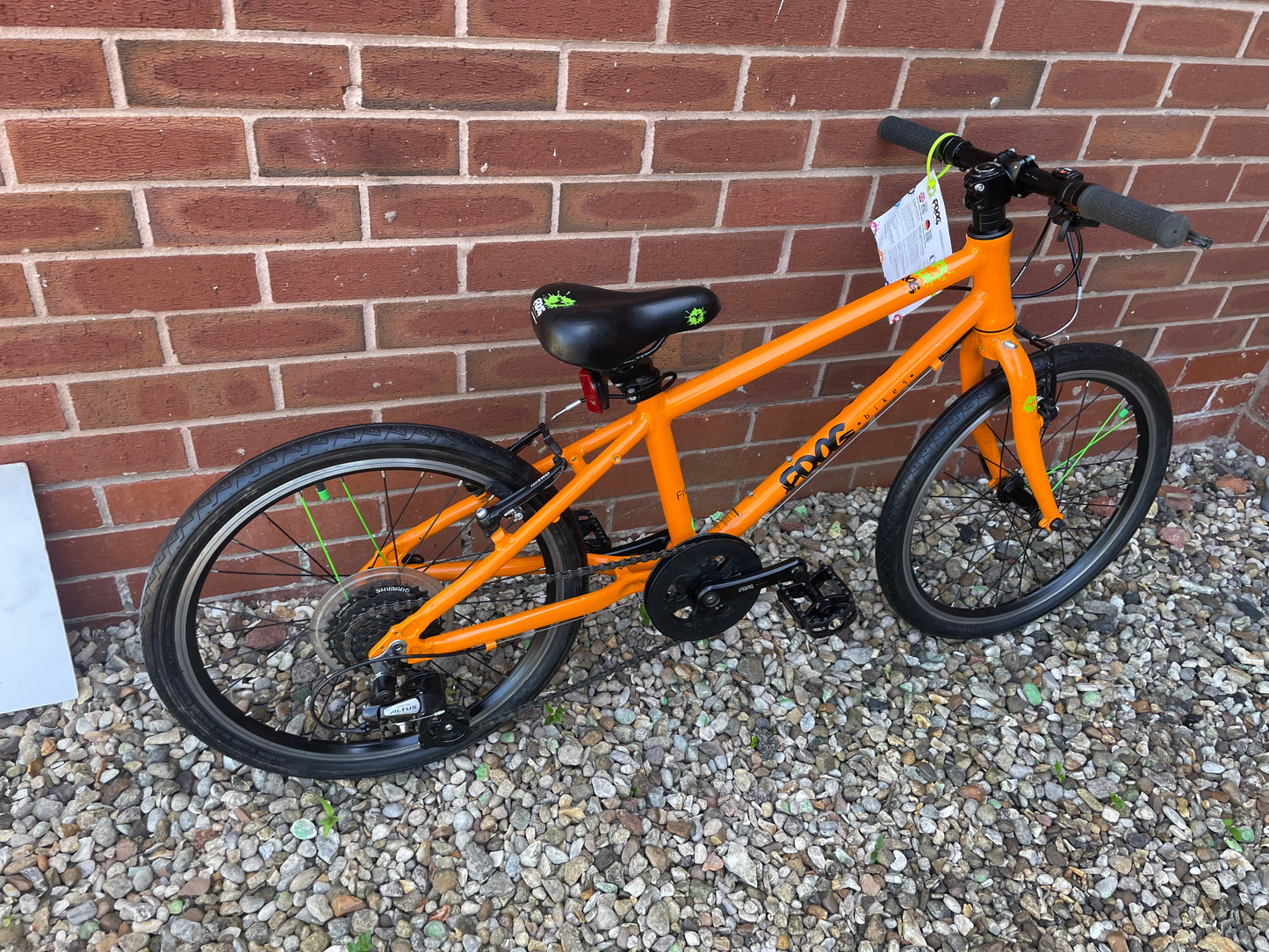 A Pre Loved Frog Bike For Sale, Orange Frog 55 20” wheel Hybrid Bike, V brakes, 8 speed, very lightweight, 3 month warranty, nationwide delivery is available.