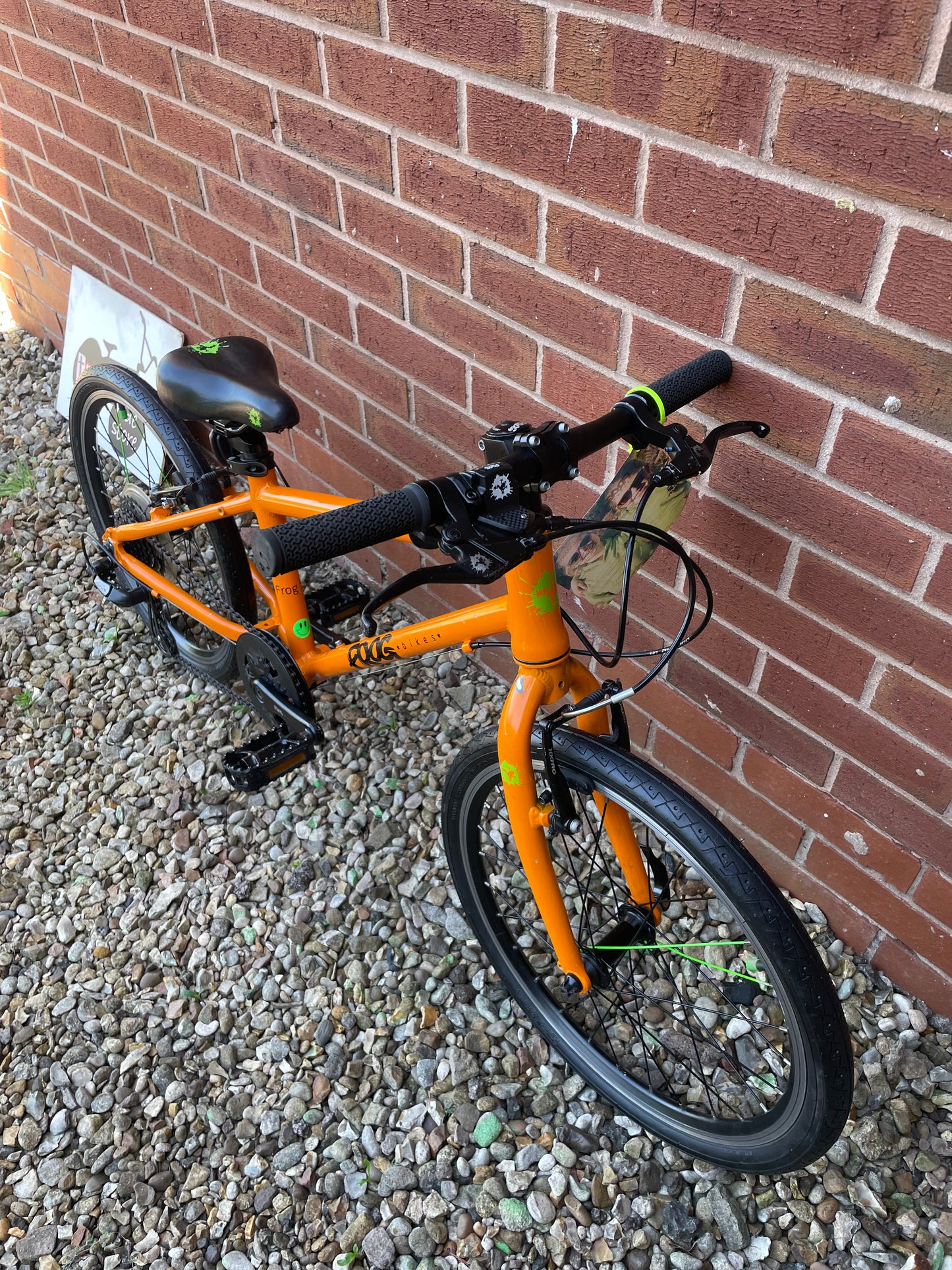 A Pre Loved Frog Bike For Sale, Orange Frog 55 20” wheel Hybrid Bike, V brakes, 8 speed, very lightweight, 3 month warranty, nationwide delivery is available.