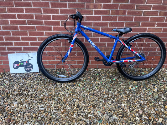 A Used Frog Bike For Sale, blue Union Jack, 69, 26” wheels, 8 speed, V brakes, lovely used condition, UK delivery is available.