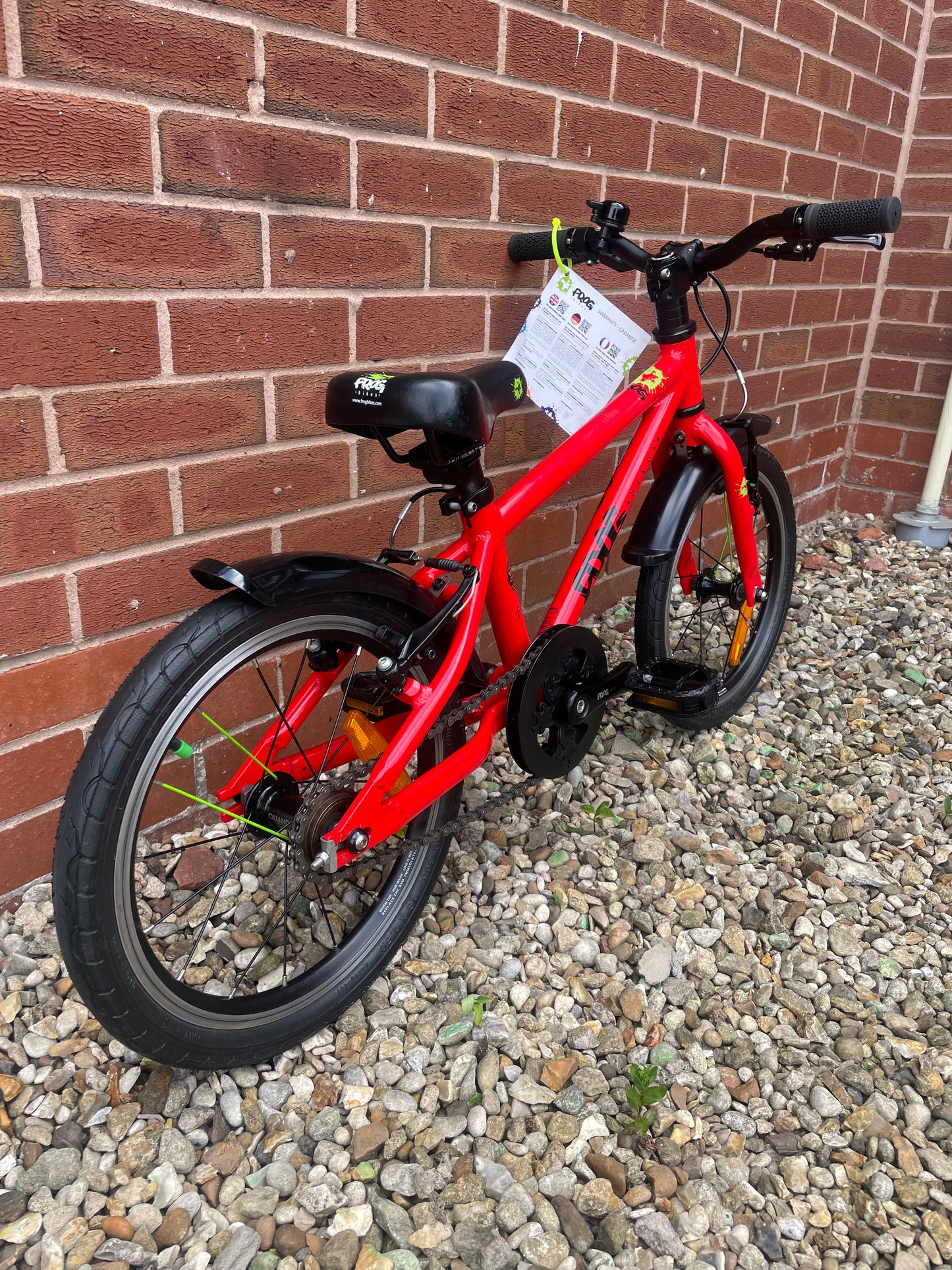 A Pre Loved Frog Bike For Sale, Red Frog 48 first pedal bike, 16” wheels, V brakes, mudguards, padded seat, very lightweight, 3 month warranty, nationwide delivery is available.