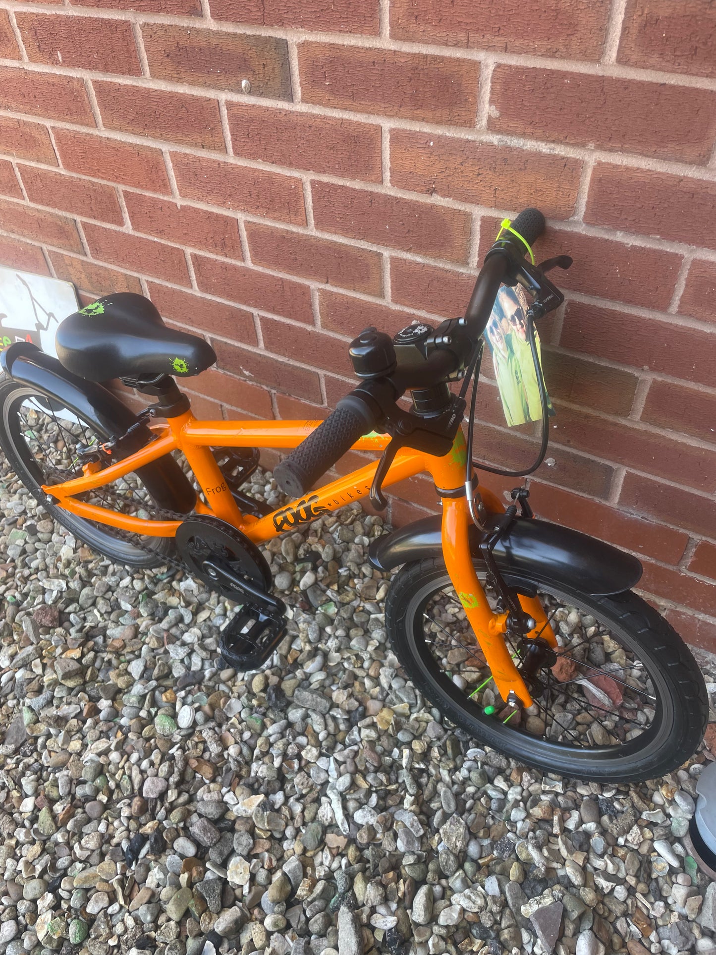 A Pre Loved Frog Bike For Sale, Orange Frog 48 First Pedal Bike, 16” wheels, V brakes, padded seat, very lightweight, 3 months warranty, nationwide delivery is available.