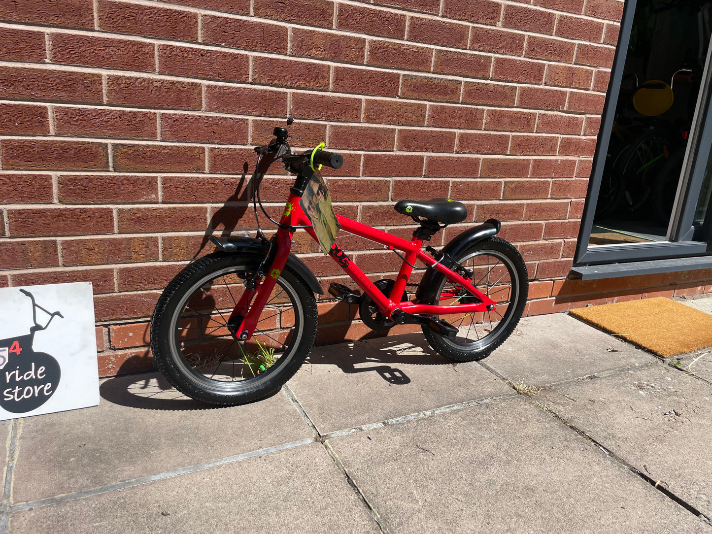 A Pre Loved Frog Bike For Sale, Red Frog 48 first pedal bike, 16” wheels, V brakes, mudguards, very lightweight, 3 months warranty, nationwide delivery is available.
