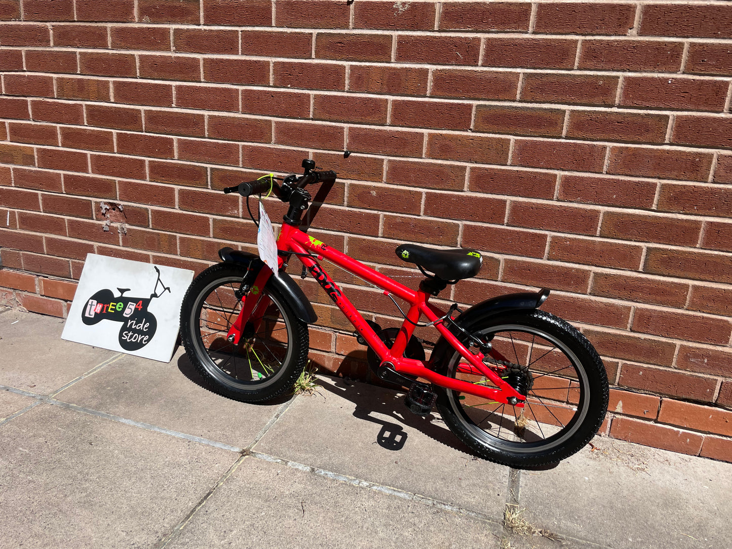 A Pre Loved Frog Bike For Sale, Red Frog 48 first pedal bike, 16” wheels, V brakes, mudguards, very lightweight, 3 months warranty, nationwide delivery is available.