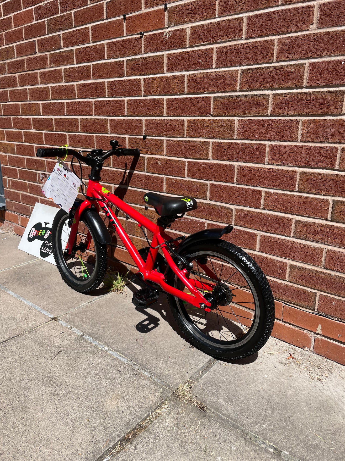 A Pre Loved Frog Bike For Sale, Red Frog 48 first pedal bike, 16” wheels, V brakes, mudguards, very lightweight, 3 months warranty, nationwide delivery is available.