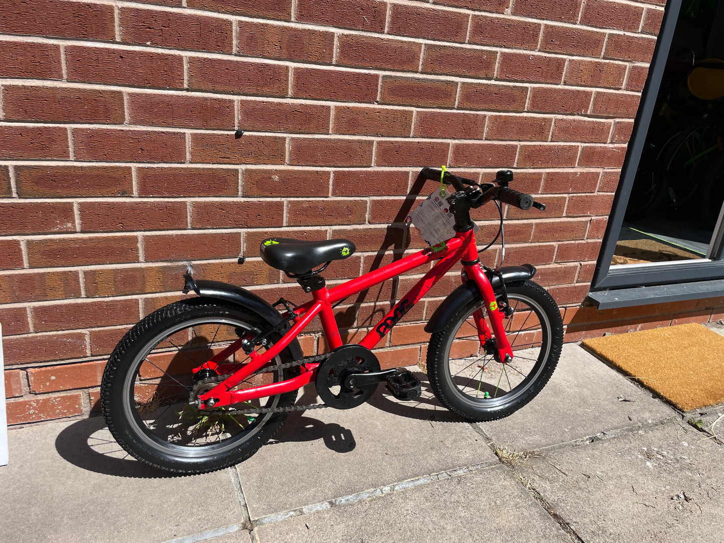 A Pre Loved Frog Bike For Sale, Red Frog 48 first pedal bike, 16” wheels, V brakes, mudguards, very lightweight, 3 months warranty, nationwide delivery is available.