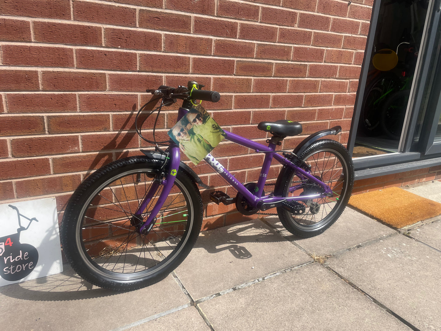A Pre Loved Frog Bike For Sale, Purple Frog 55, 20” wheel hybrid bicycle, 8 gears, V brakes, brand new seat, mudguards, 3 months warranty, nationwide delivery is available.