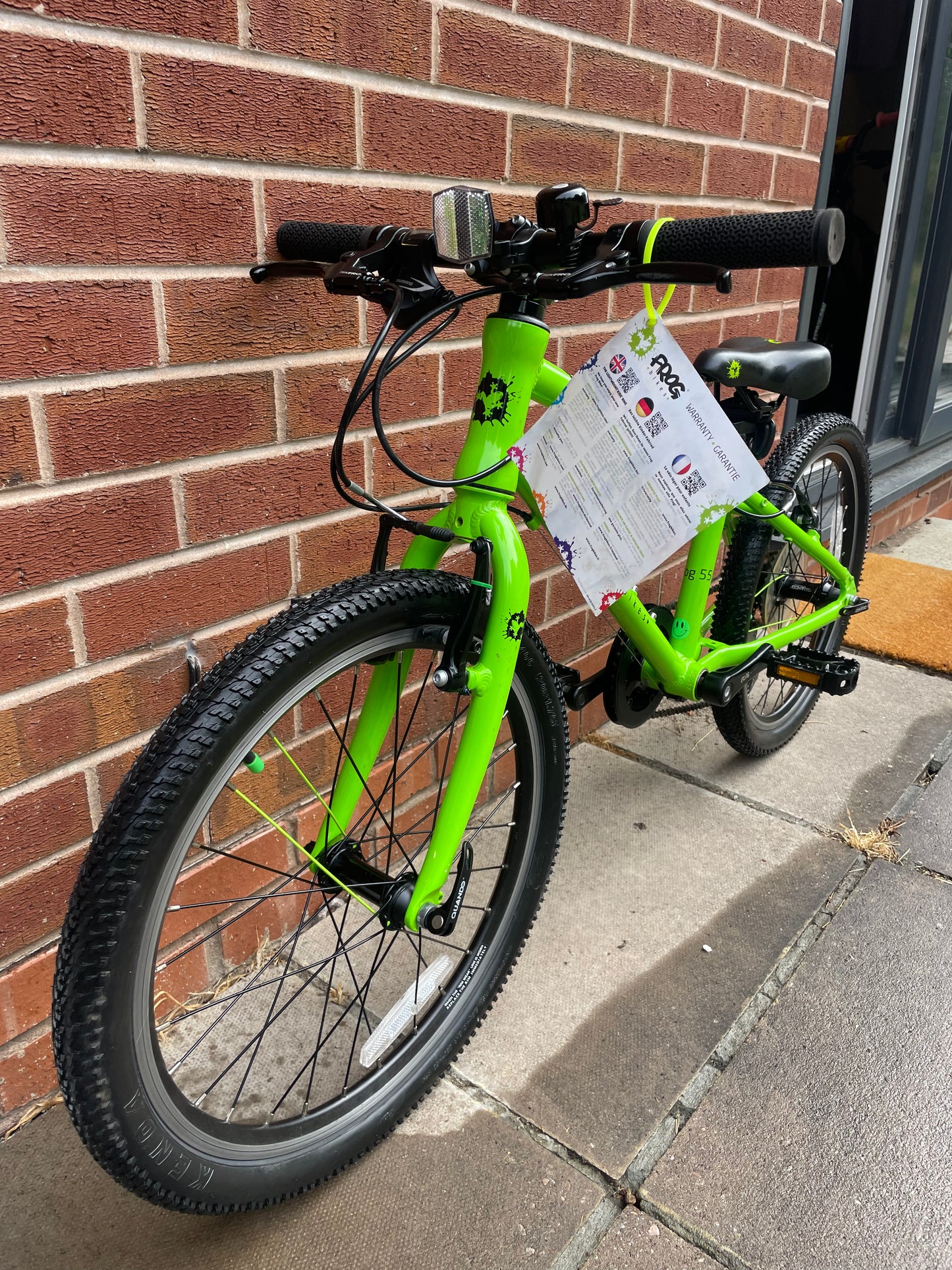 A Pre Loved Frog Bike For Sale, Green Frog 55 Hybrid Bicycle, 20” wheels, 8 gears, V brakes, very lightweight, 3 months warranty, nationwide delivery is available.