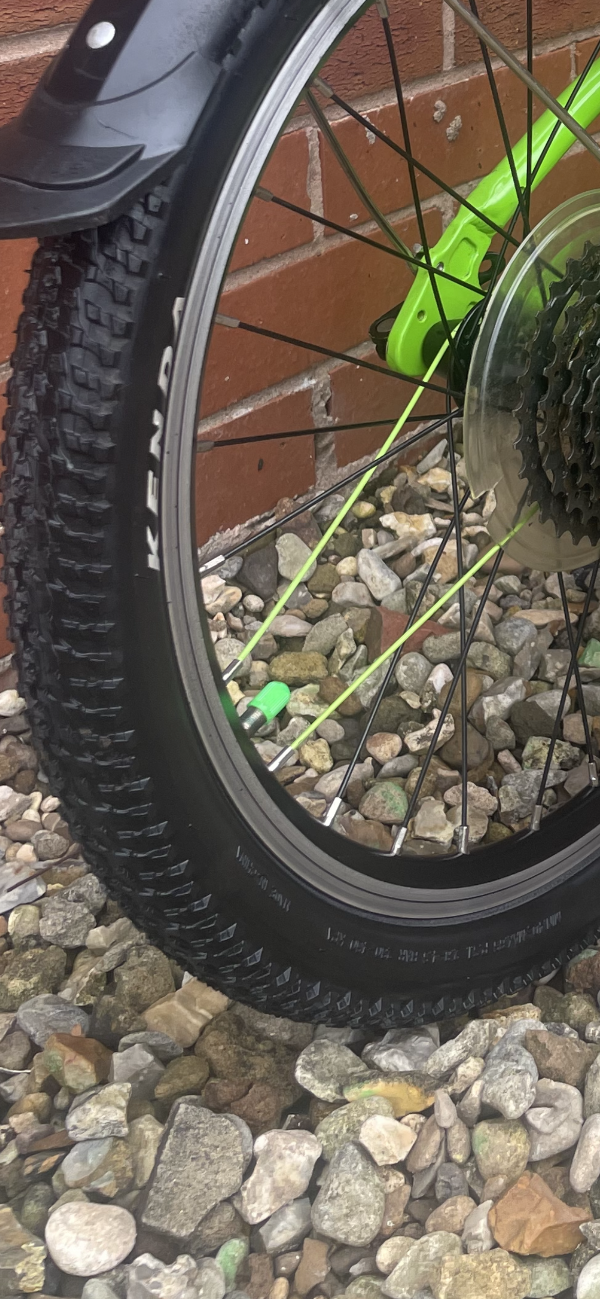 Three54 ride store Florescent Green valve cover / dust caps. These look awesome on any Frog bike that has the two green wheel spokes and green detailing. Sold as a pair.