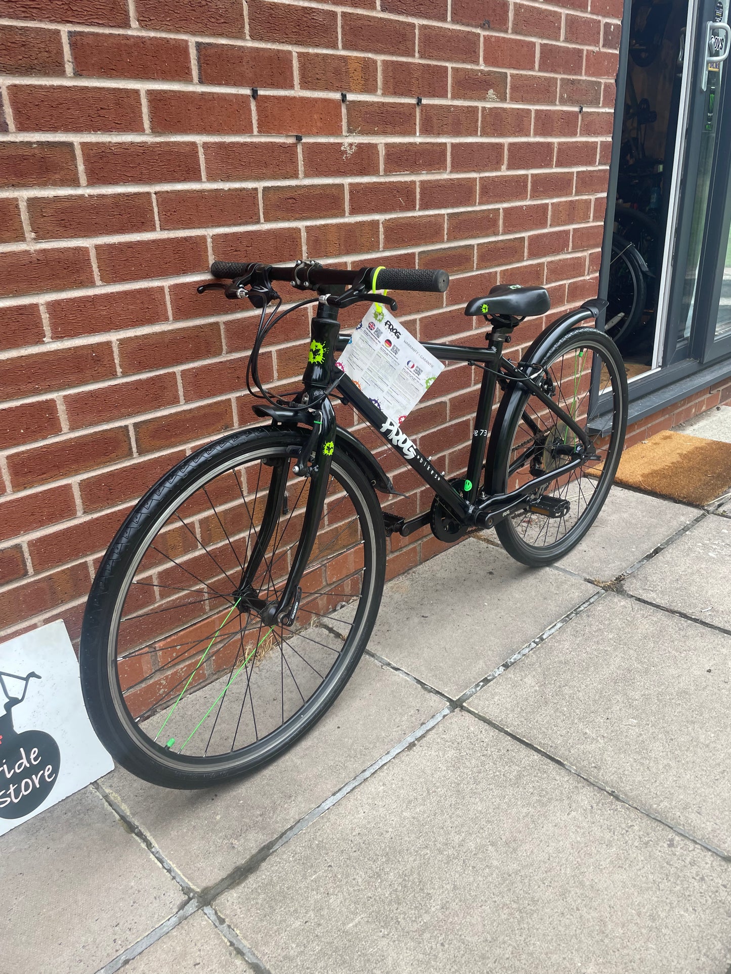 A Pre Loved Frog Bike For Sale, Black Frog 73, 26” wheels, 8 gears, V brakes, mudguards, very lightweight, 3 months warranty, nationwide delivery is available.