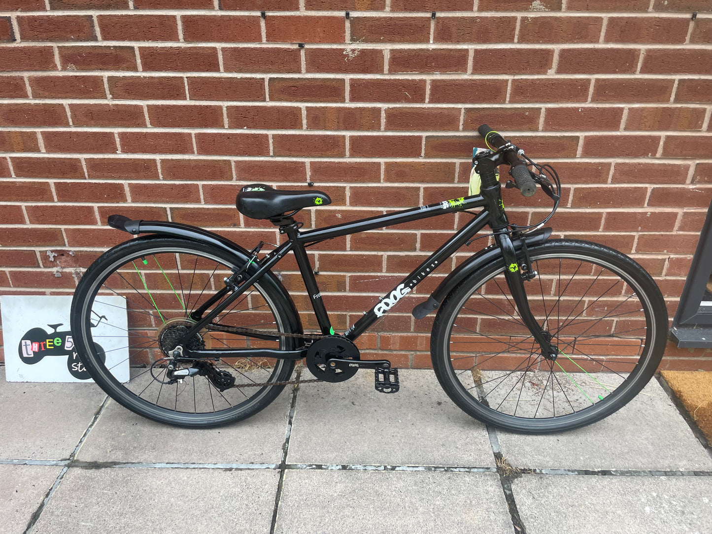 A Pre Loved Frog Bike For Sale, Black Frog 73, 26” wheels, 8 gears, V brakes, mudguards, very lightweight, 3 months warranty, nationwide delivery is available.
