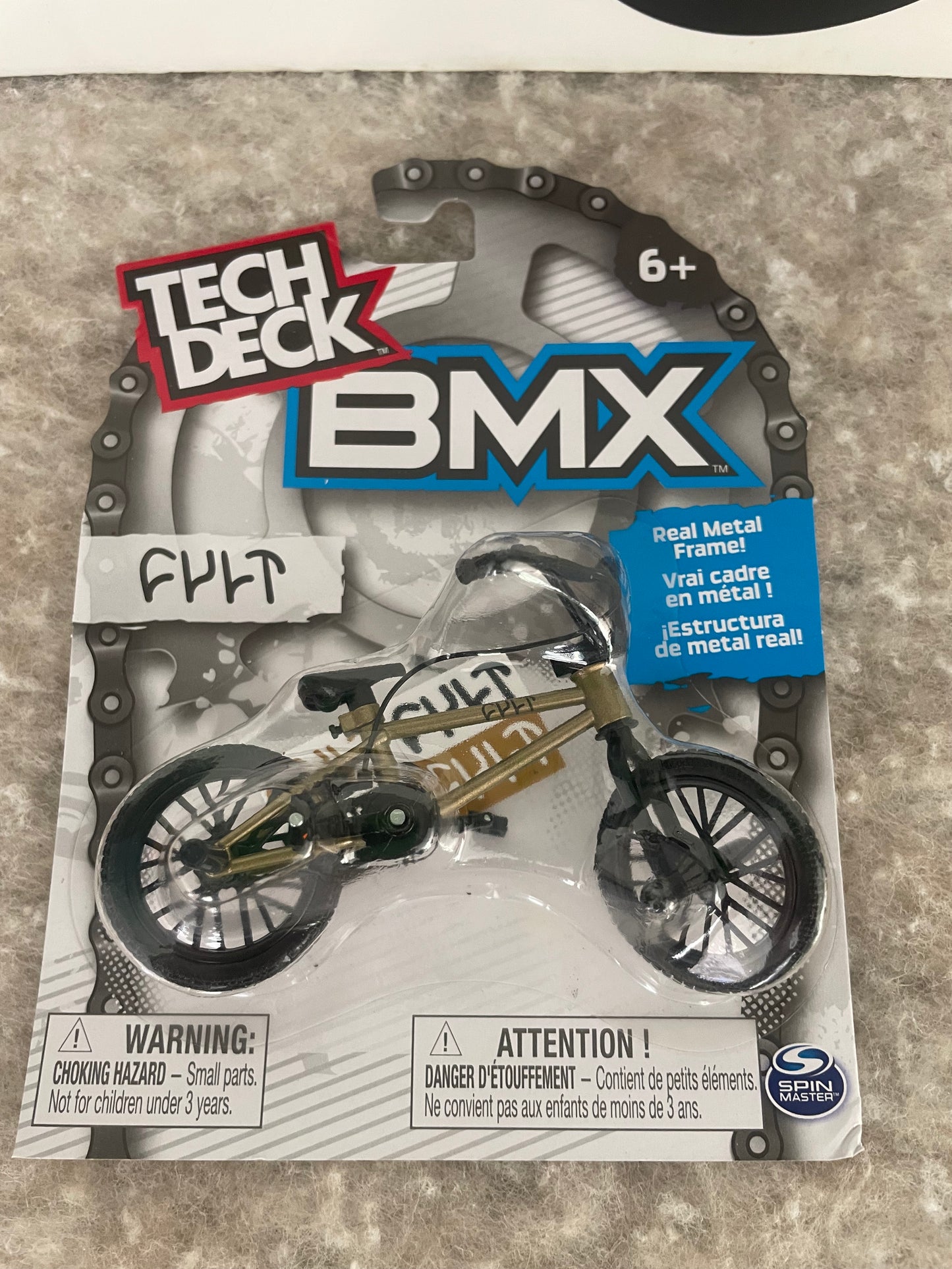 Tech Deck finger bike CULT BMX orange, gold, BMX gift. BMX present.