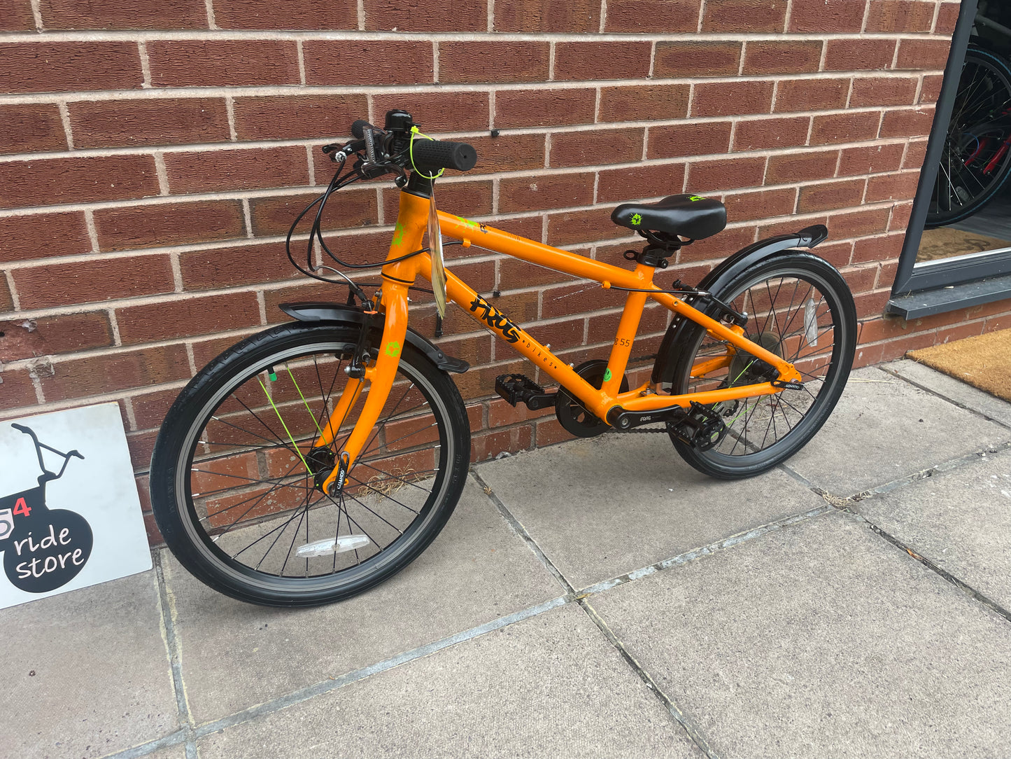 A Pre Loved Frog Bike For Sale, Frog 55 hybrid bike, Orange, 20” wheels, 8 speed, V brakes, mudguards, 3 months warranty, nationwide delivery is available.