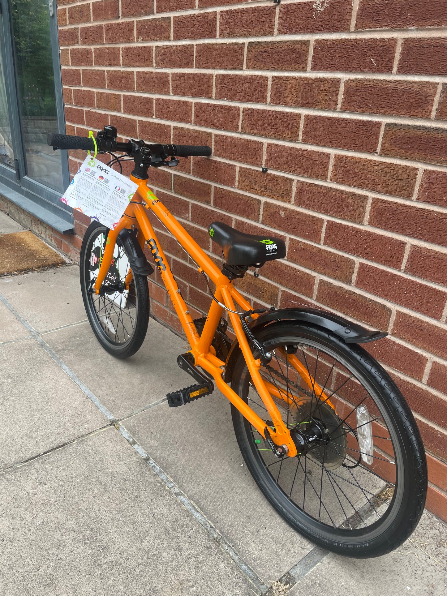 A Pre Loved Frog Bike For Sale, Frog 55 hybrid bike, Orange, 20” wheels, 8 speed, V brakes, mudguards, 3 months warranty, nationwide delivery is available.