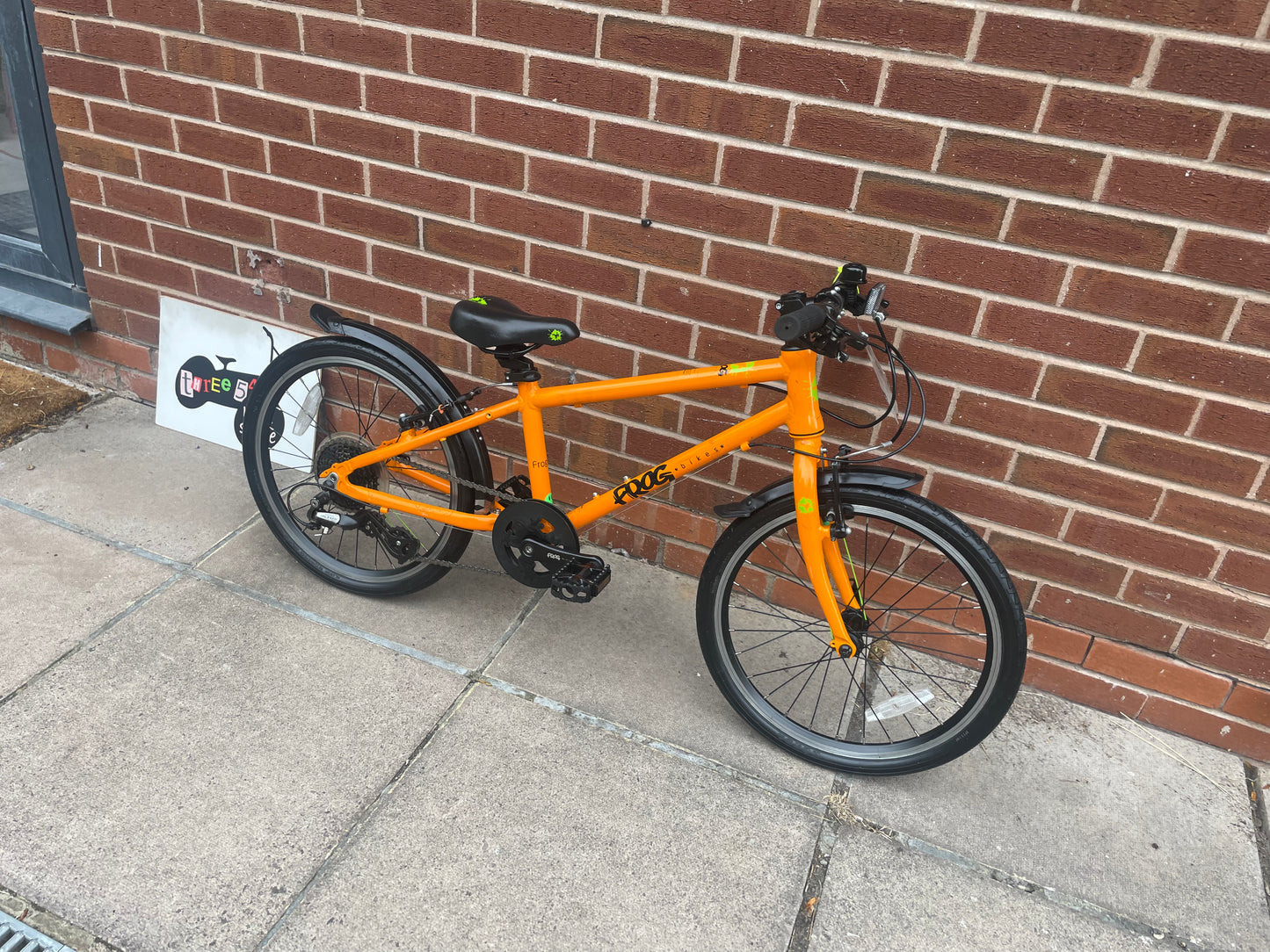 A Pre Loved Frog Bike For Sale, Frog 55 hybrid bike, Orange, 20” wheels, 8 speed, V brakes, mudguards, 3 months warranty, nationwide delivery is available.