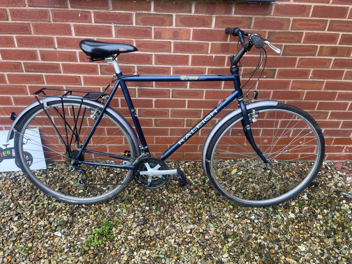 Refurbished Raleigh Pioneer Jaguar 18 speed Mens bicycle. Black, mudguards, luggage rack. Nationwide delivery is available.