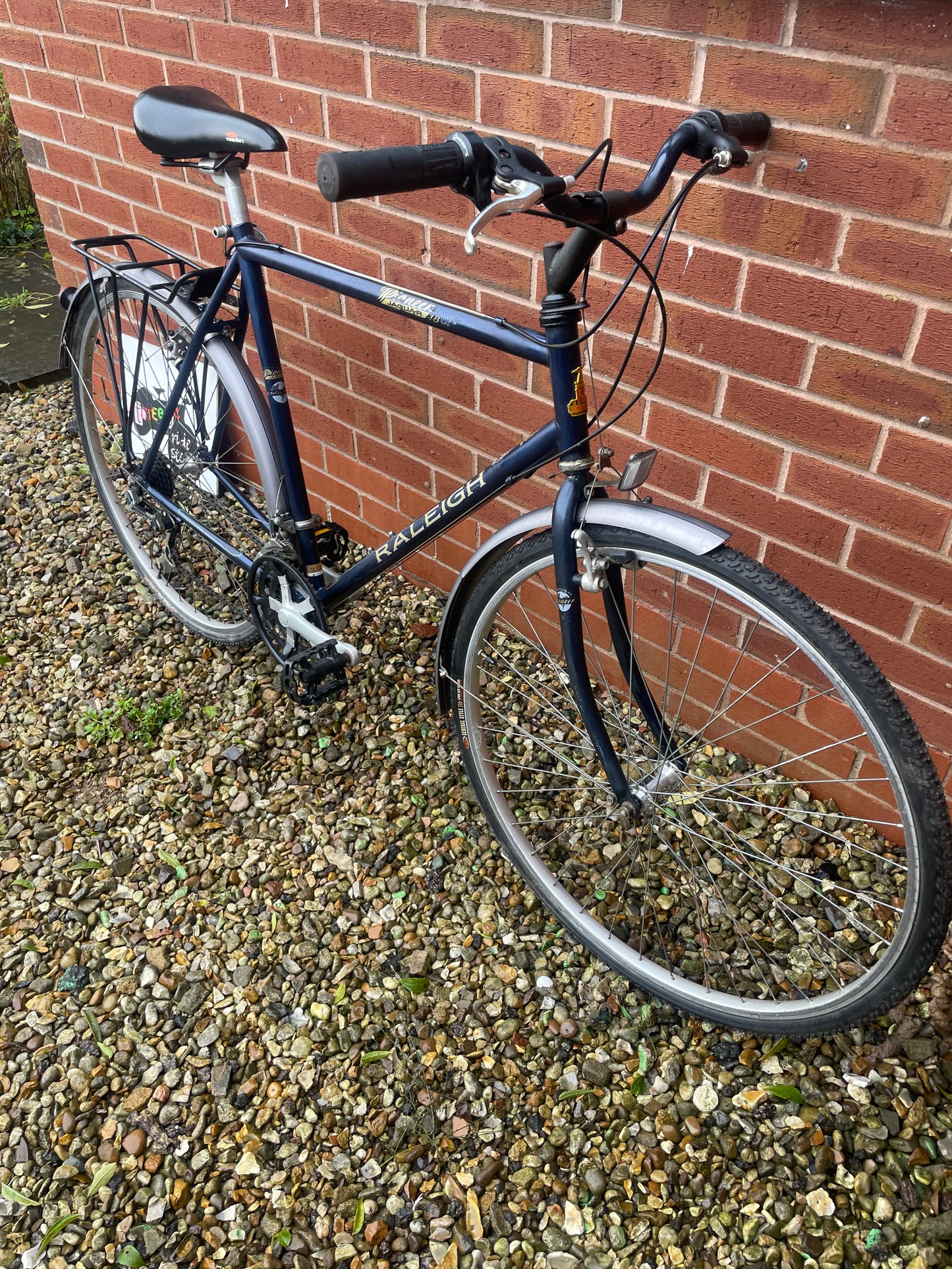 Refurbished Raleigh Pioneer Jaguar 18 speed Mens bicycle. Black, mudguards, luggage rack. Nationwide delivery is available.