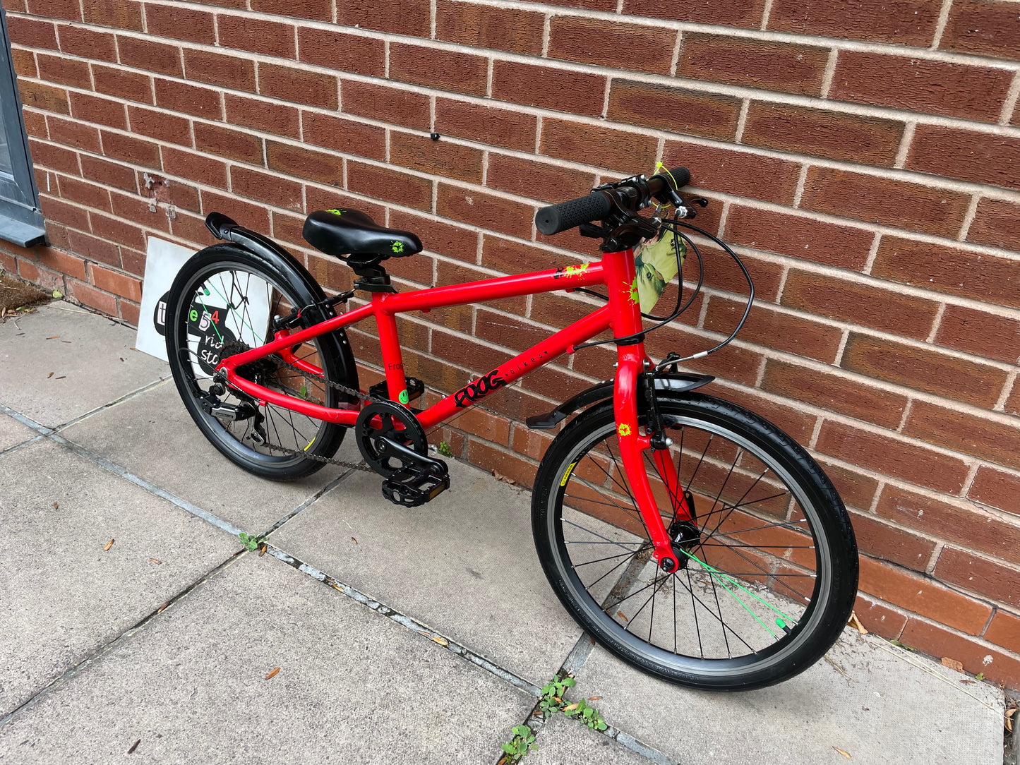 A Pre Loved Frog Bike For Sale, Red Frog 55, 20” wheels, 8 speed, V brakes, mudguards, very lightweight, nationwide delivery is available.