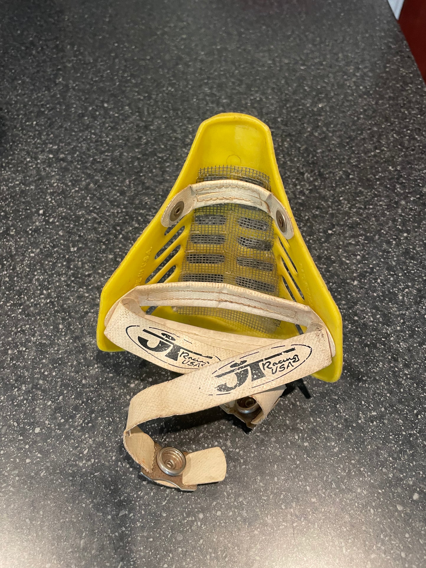 Vintage JT Racing BMX / Motocross mouth guard, old school BMX Racing face guard, yellow.