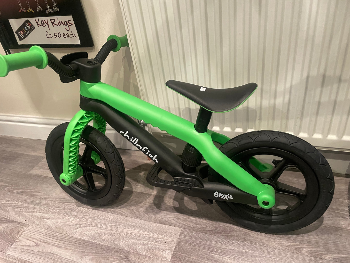 Brand new balance bike BMXIE BMX 2-4 year old green &black, rear brake, racing number plate, nationwide delivery is available