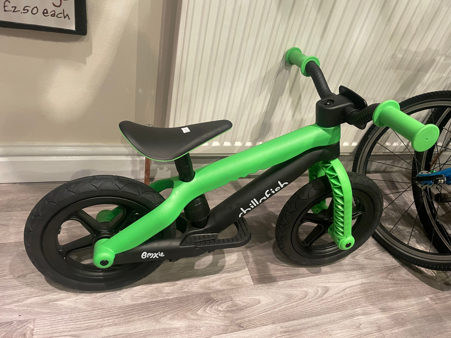 Brand new balance bike BMXIE BMX 2-4 year old green &black, rear brake, racing number plate, nationwide delivery is available