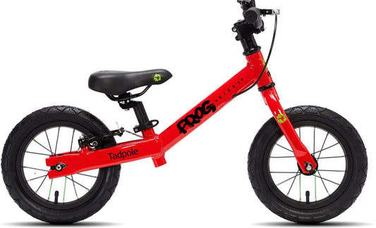 Brand New Frog Tadpole Balance Bike available in red, green, orange, pink, blue and white/spotty. 12” wheels, rear V brake, very lightweight aluminium frame, padded seat, nationwide delivery is available.