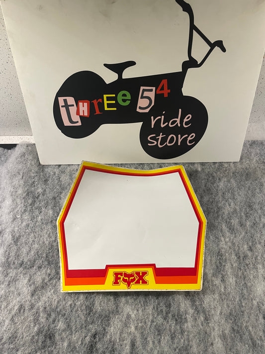 Fox Racing BMX or Vintage motocross number plate stickers / decals red, orange and yellow.