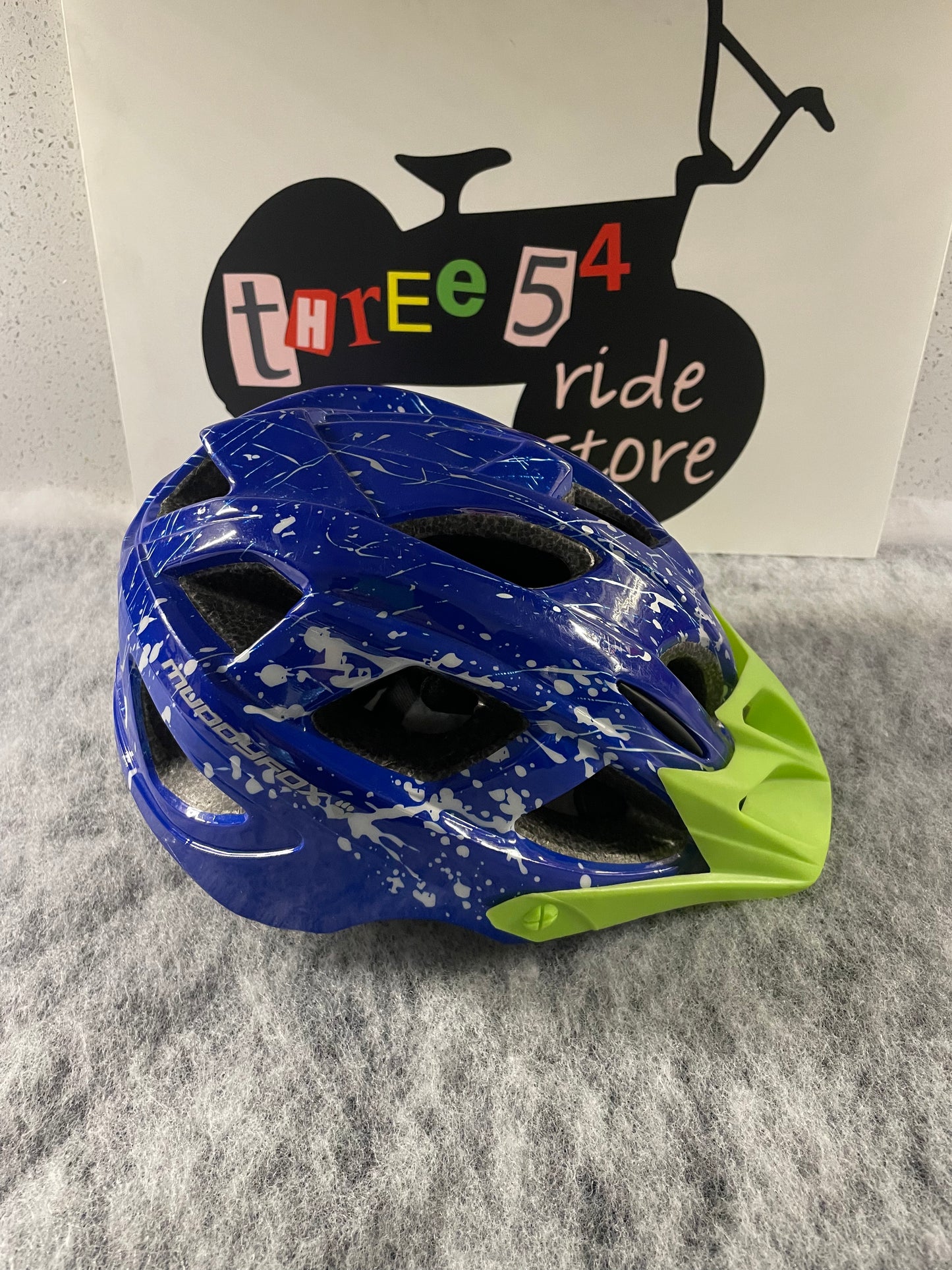 Muddyfox mountain bike helmet, blue and green, Medium 52cm - 56cm