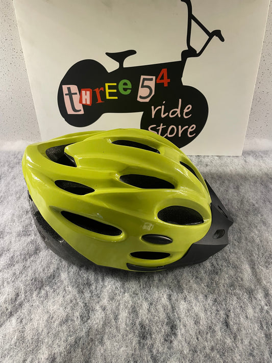 Three54 ride store bicycle helmet, green and grey, Large.