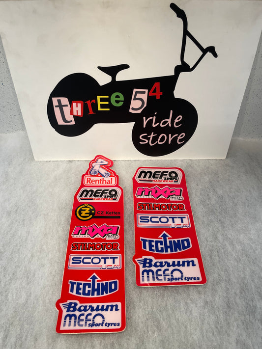 Evo Motocross fender decals, red, Honda, Maico, CCM, new old stock.