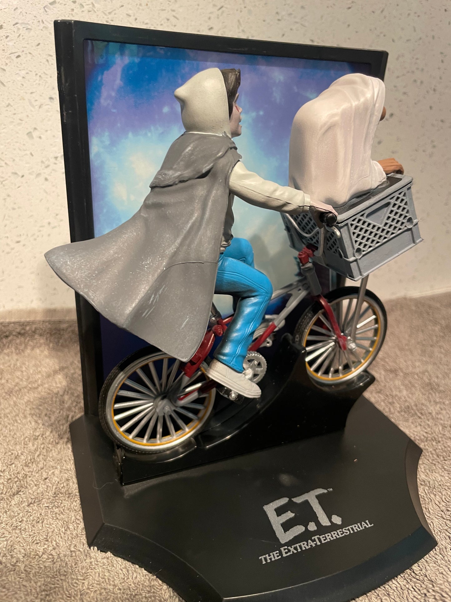 E.T Kuwahara BMX For Sale with Elliot and E.T on display stand, incredible detail, adult collectors item 6” high.