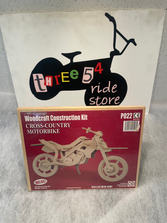 Wooden dirt bike construction toy, motocross model, enduro bike toy, educational toy.