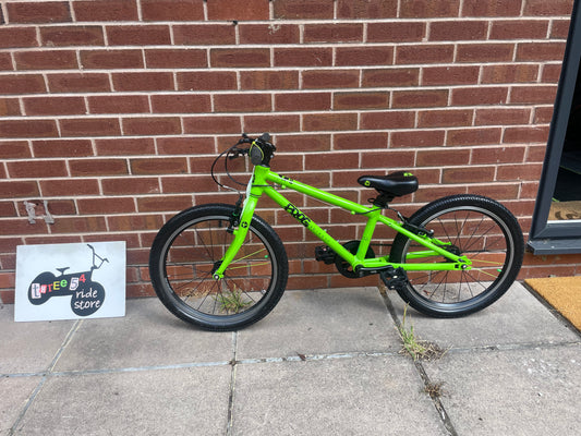 A Pre Loved Frog Bike For Sale, Green Frog 52S single speed 20” bike, ideal SEN child’s bike as no gears. V brakes, very lightweight, 3 months warranty, nationwide delivery is available.