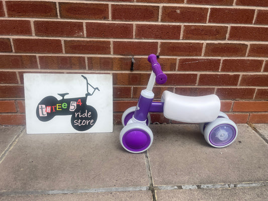 Baby Balance Bike, ***LAST ONE*** 10 months to 36 months, white/purple, rear wheels light up when they spin, nationwide delivery or collection from our Warwickshire shop.