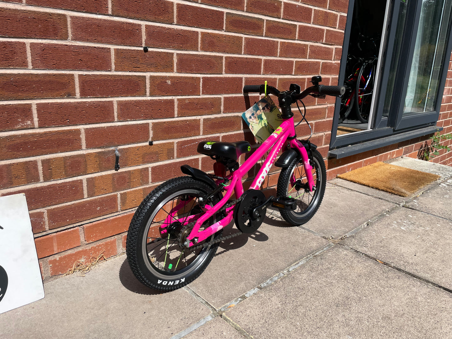 A Pre Loved Frog Bike For Sale, Pink Frog 40 first pedal bike, 14” wheels, V brakes, padded seat, very lightweight, nationwide delivery is available.