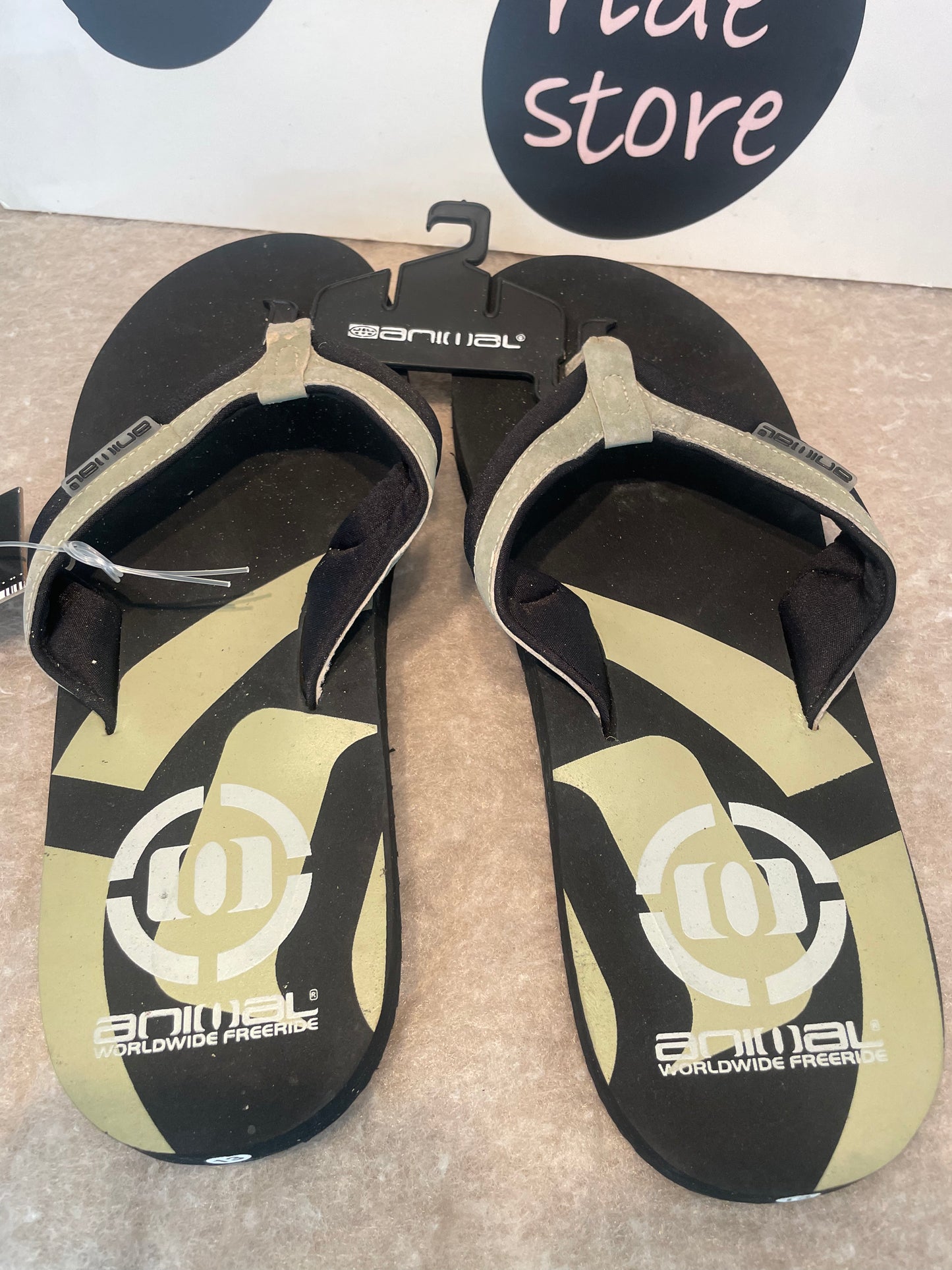 Animal Flip Flops, sandals, beach shoes, Mens, surfing, holiday, black green. Nationwide delivery.