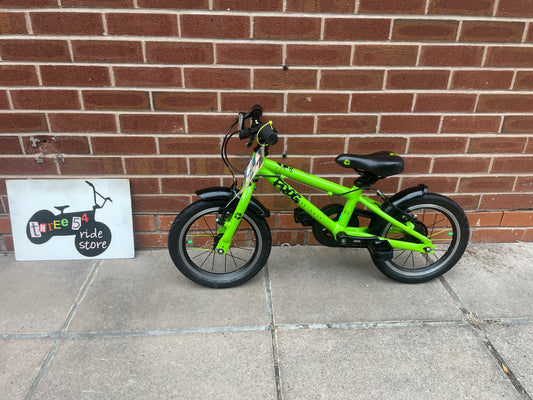 A Pre Loved Frog Bike For Sale, Green Frog 43 First Pedal Bike 40 38 14” wheels, padded seat, V brakes, fully serviced, nationwide delivery is available.